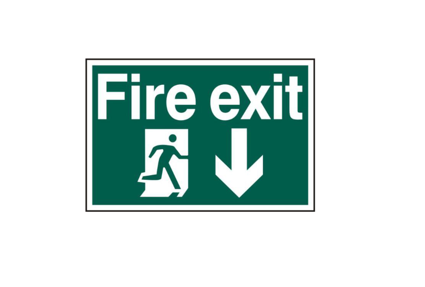ASEC `Fire Exit` 200mm x 300mm PVC Self Adhesive Sign