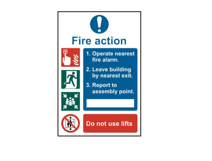 ASEC Fire Action Procedure 200mm x 300mm PVC Self Adhesive Sign