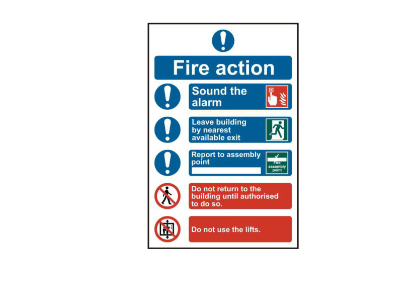 ASEC Fire Action Procedure 200mm x 300mm PVC Self Adhesive Sign
