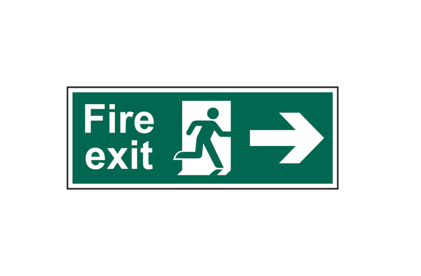 ASEC Fire Exit Arrow Direction Sign 400mm x 150mm