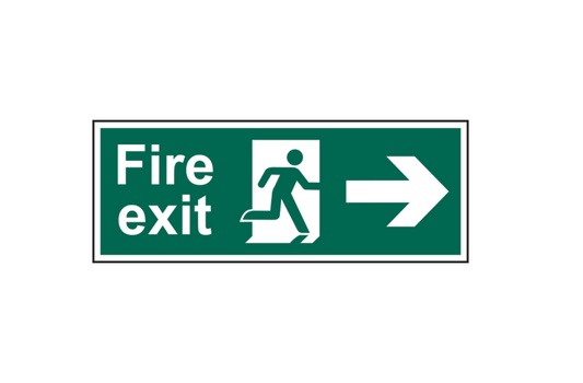 ASEC Fire Exit Arrow Direction Sign 400mm x 150mm