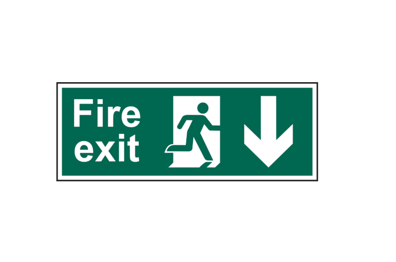 ASEC Fire Exit Arrow Direction Sign 400mm x 150mm