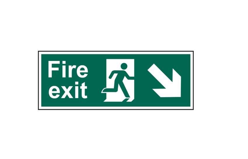 ASEC Fire Exit Arrow Direction Sign 400mm x 150mm