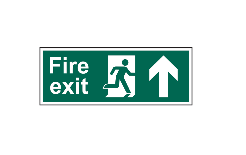 ASEC Fire Exit Arrow Direction Sign 400mm x 150mm