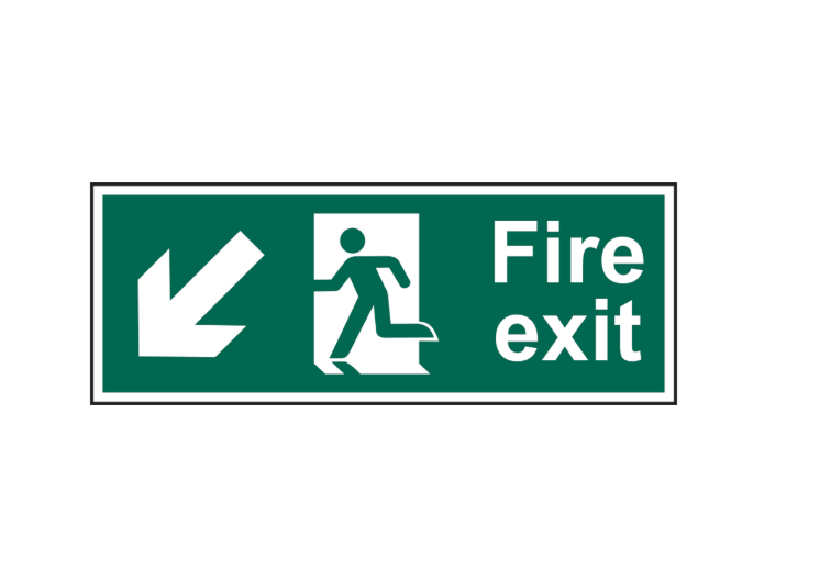 ASEC Fire Exit Arrow Direction Sign 400mm x 150mm