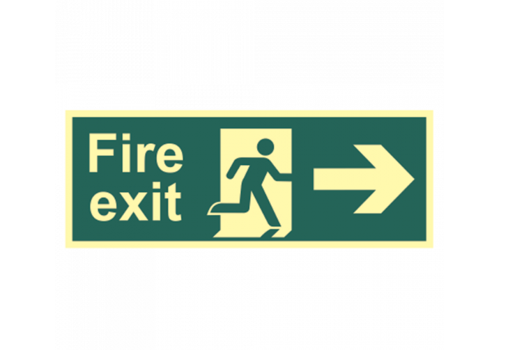 ASEC Photoluminescent Fire Exit Arrow Direction Sign 400mm x 150mm