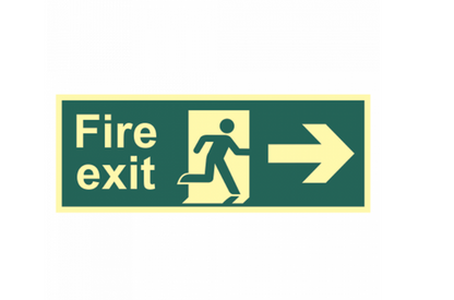ASEC Photoluminescent Fire Exit Arrow Direction Sign 400mm x 150mm