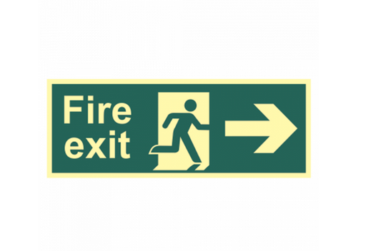 ASEC Photoluminescent Fire Exit Arrow Direction Sign 400mm x 150mm