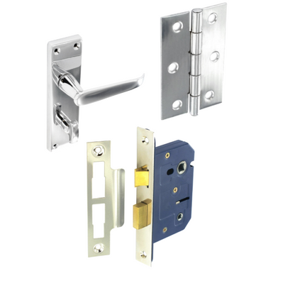 Victorian Straight Handle Bathroom Pack With Lock & Hinges