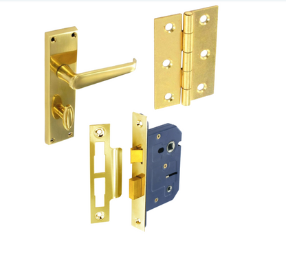 Victorian Straight Handle Bathroom Pack With Lock & Hinges
