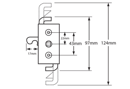 Sabrelock Window Gearbox - Hook (17mm)
