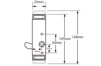 Sentrilock Slimline Window Gearbox - Hook (18mm)