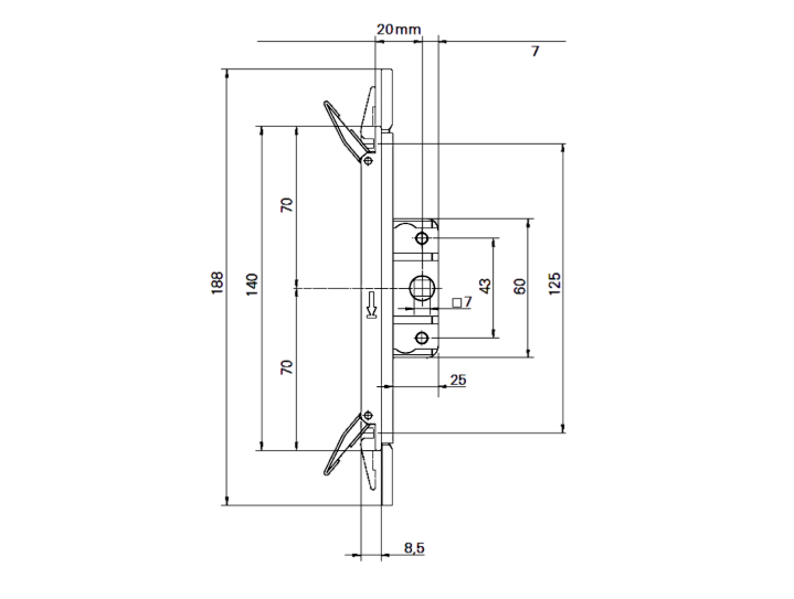 Shootbolt Espagnolette Gearbox 16mm Faceplate