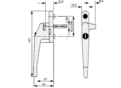 Cockspur Espag Handle With Spindle