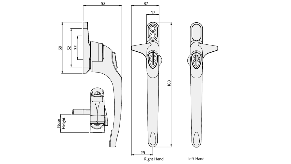 Maxim Cockspur Locking Handle With 21mm Nose Height