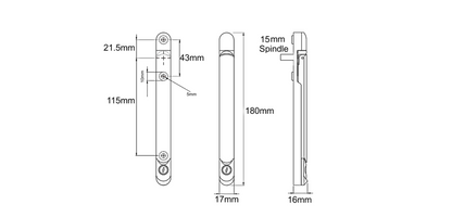Inline Espag Handle With 15mm Spindle