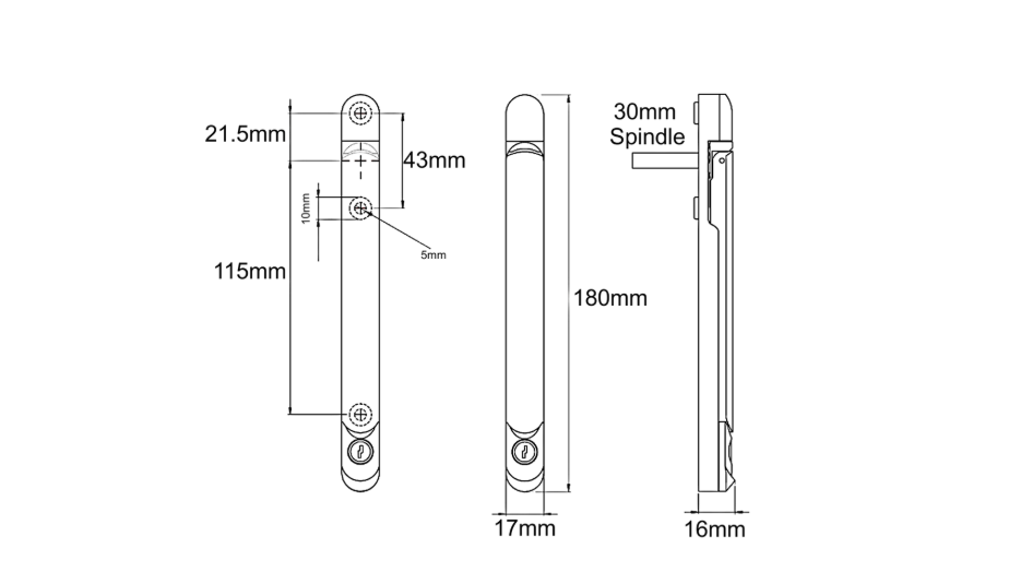 Inline Espag Handle With 30mm Spindle