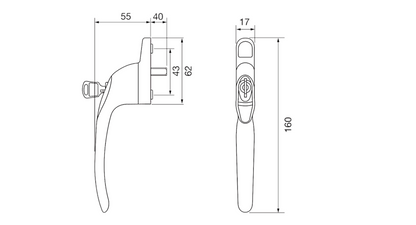 Overture E II Locking Espag Window Handle Inline