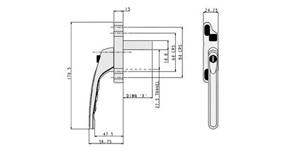 Odyssey Offset 48mm Tongue Drive Window Handle