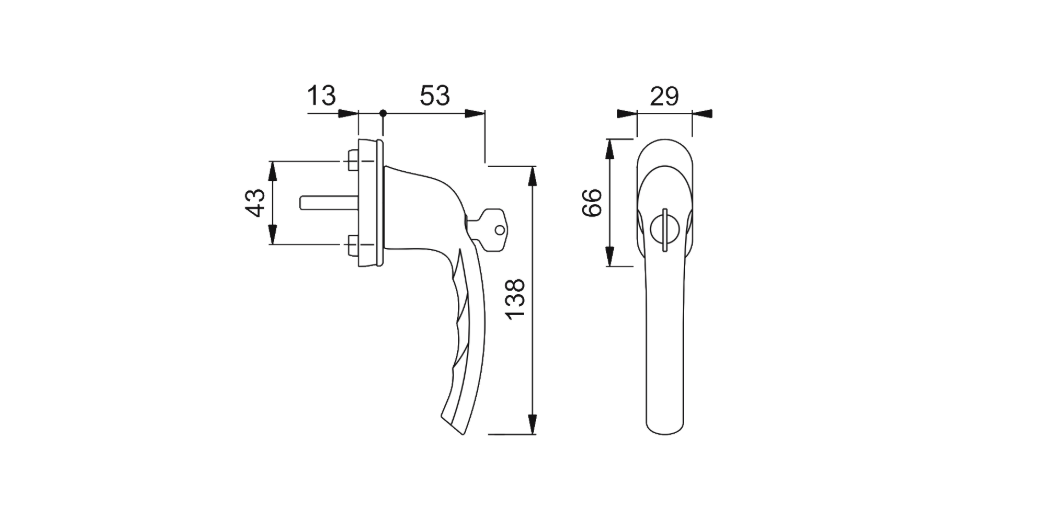 UPVC Espag Handle Inline - Tilt & Turn