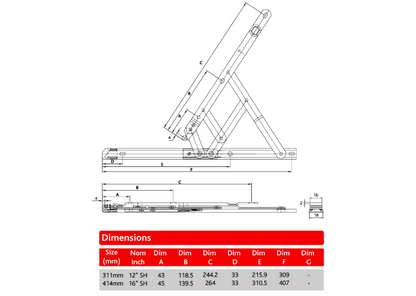 Standard WFSES Side Hung Friction Stay Hinge 13mm