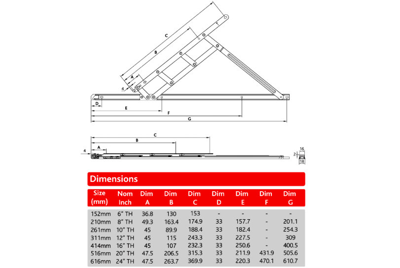 Standard WFSES Top Hung Friction Stay Hinge 13mm
