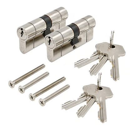 Euro Double Cylinders British Standard Kitemarked TS007 1* - Keyed Alike Pairs Finish Chrome