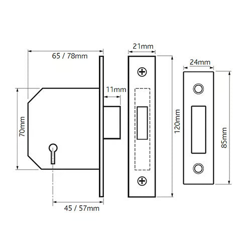 3 Lever Mortice Deadlock