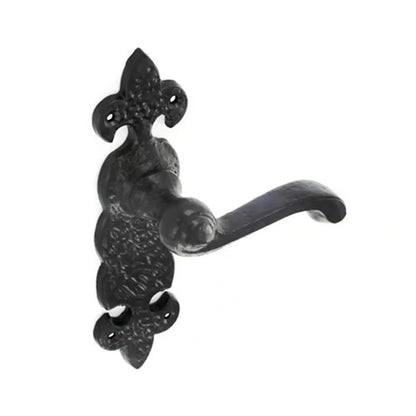 Antique Black Scroll Lever On Plate Furniture