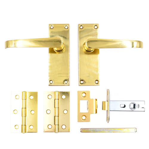 Straight Lever Door Handle, Latch and Hinge Pack