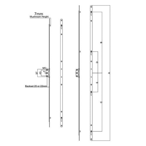 Inline Espags 22mm Backset