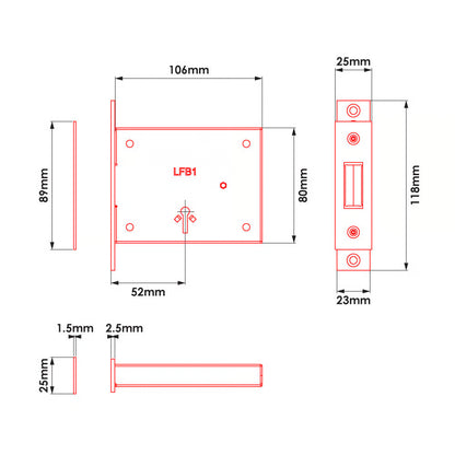 Fire Brigade FB1/FB2 Mortice Deadlock
