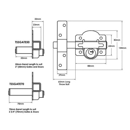 Double Locking Long Throw Gate Lock
