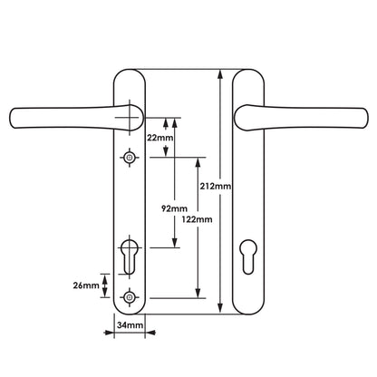 Lever UPVC Multipoint Door Handles - 92mm PZ Sprung 122mm Screw Centres