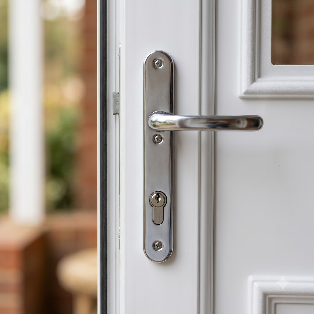 Lever UPVC Multipoint Door Handles - 92mm PZ Sprung 122mm Screw Centres - Long Backplate
