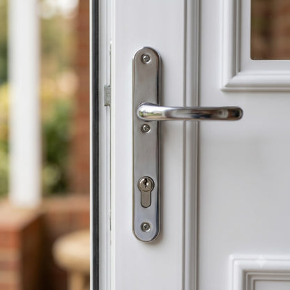 Lever UPVC Multipoint Door Handles - 92mm PZ Sprung 122mm Screw Centres - Long Backplate