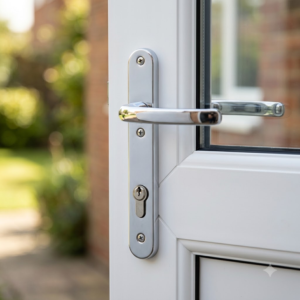 Lever UPVC Multipoint Door Handles - 92mm PZ Sprung 122mm Screw Centres - Long Backplate