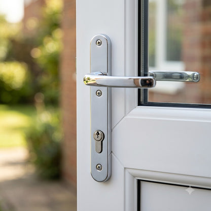 Lever UPVC Multipoint Door Handles - 92mm PZ Sprung 122mm Screw Centres - Long Backplate