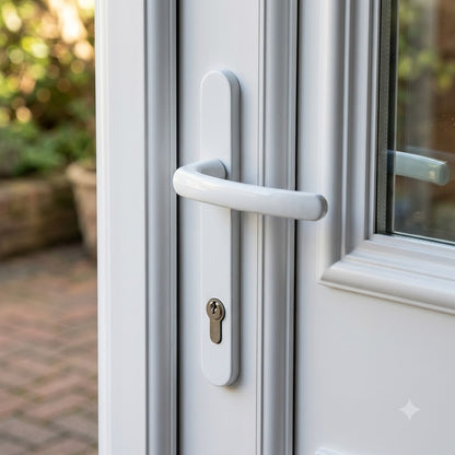 Lever UPVC Multipoint Door Handles - 92mm PZ Sprung 122mm Screw Centres - Long Backplate