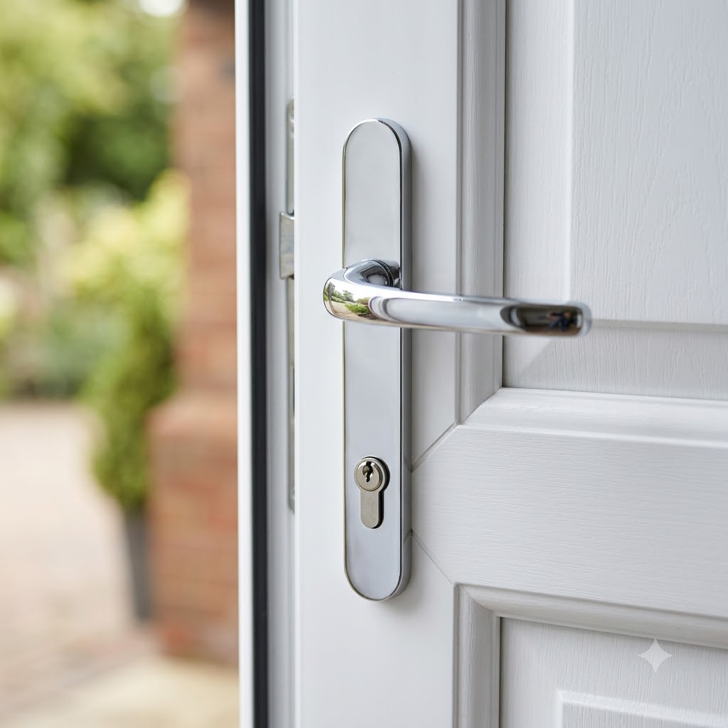 Moveable Pad UPVC Multipoint Door Handles - 92mm PZ Sprung 122mm Screw Centres