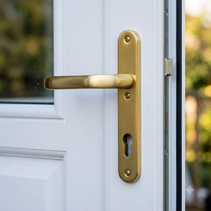 Moveable Pad UPVC Multipoint Door Handles - 92mm PZ Sprung 122mm Screw Centres