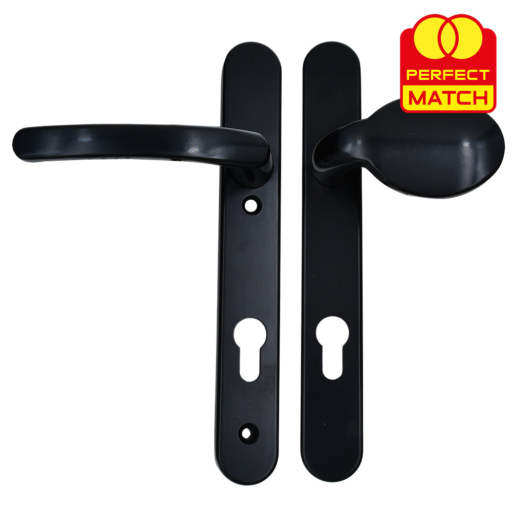 Moveable Pad UPVC Multipoint Door Handles - 92mm PZ Sprung 122mm Screw Centres - Long Backplate