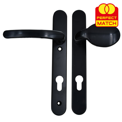 Moveable Pad UPVC Multipoint Door Handles - 92mm PZ Sprung 122mm Screw Centres - Long Backplate