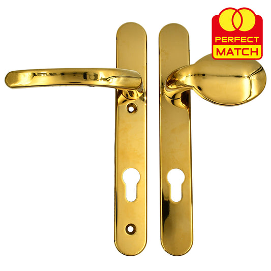 Moveable Pad UPVC Multipoint Door Handles - 92mm PZ Sprung 122mm Screw Centres - Long Backplate