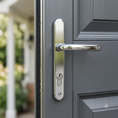 Moveable Pad UPVC Multipoint Door Handles - 92mm PZ Sprung 122mm Screw Centres - Long Backplate