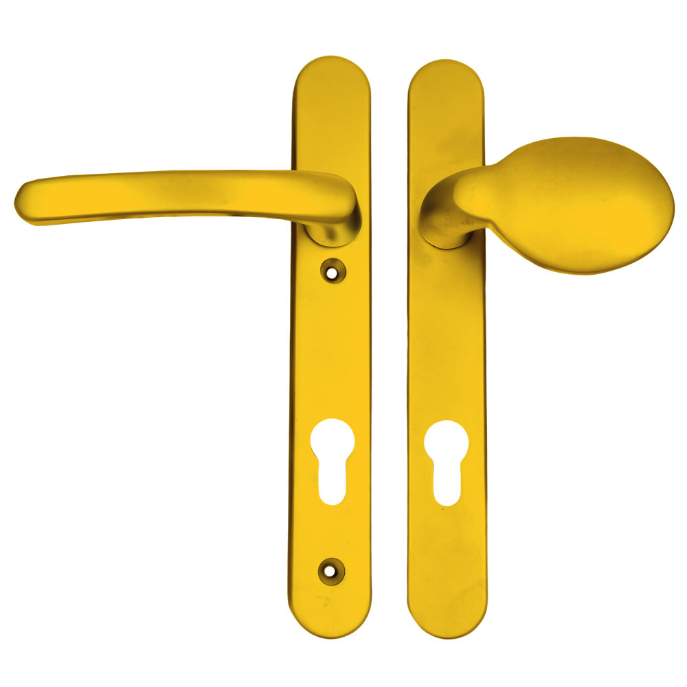 Moveable Pad UPVC Multipoint Door Handles - 92mm PZ Sprung 122mm Screw Centres - Long Backplate