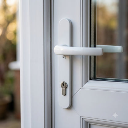 Moveable Pad UPVC Multipoint Door Handles - 92mm PZ Sprung 122mm Screw Centres - Long Backplate