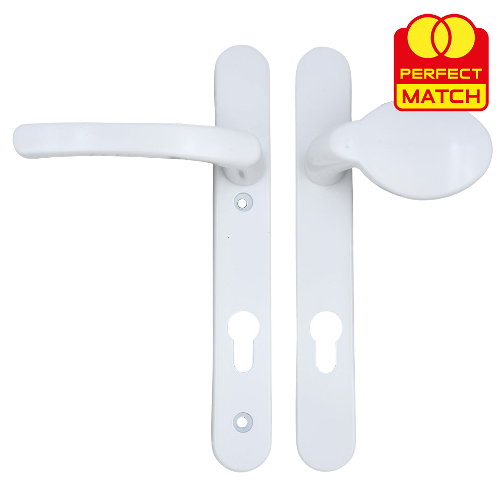 Moveable Pad UPVC Multipoint Door Handles - 92mm PZ Sprung 122mm Screw Centres - Long Backplate