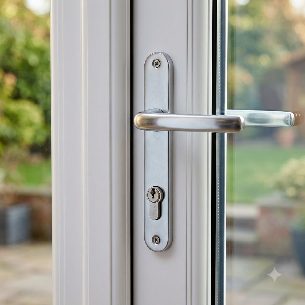 Moveable Pad UPVC Multipoint Door Handles - 92mm PZ Sprung 122mm Screw Centres