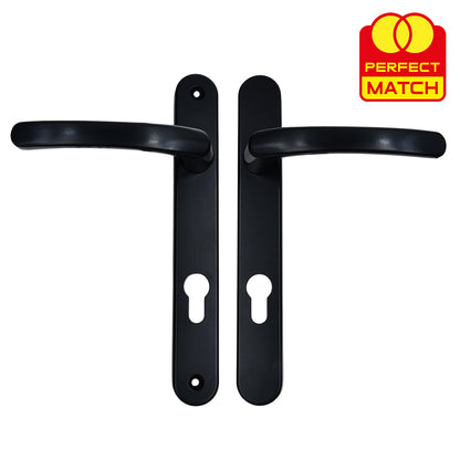 Lever UPVC Multipoint Door Handles - 92mm PZ - Sprung - 203mm Screw Centres - 232mm Backplate
